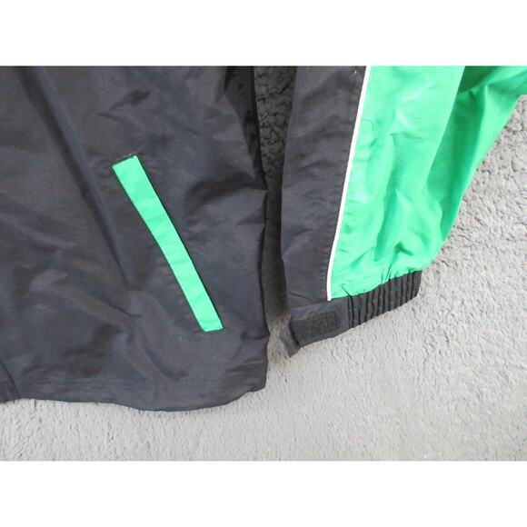 NWOT Vintage Prostar Pro Star Hidden Hood Men's Small Nylon Jacket Green & Black - Picture 3 of 15
